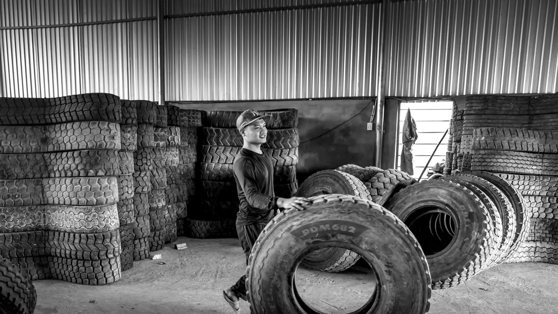 Racks of new and part-worn tyres in stock at The Tyre Warehouse Wellington